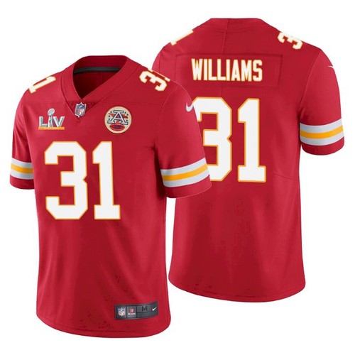 Men's Kansas City Chiefs #31 Darrel Williams Red NFL 2021 Super Bowl LV Stitched Jersey